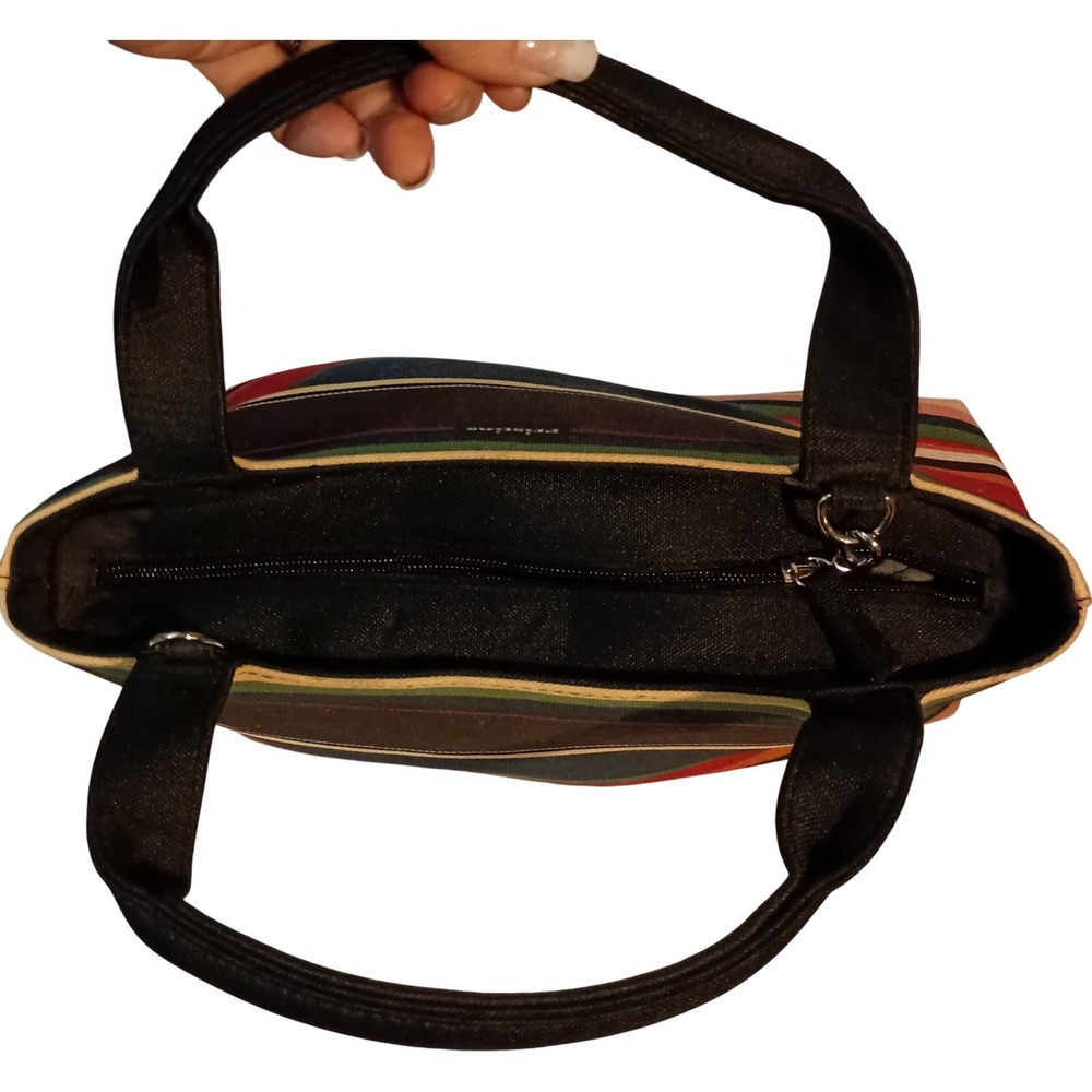 90s Pristine‎ Structured Striped Rainbow  Bag Purse Vintage SKUCH090 - Picture 4 of 9